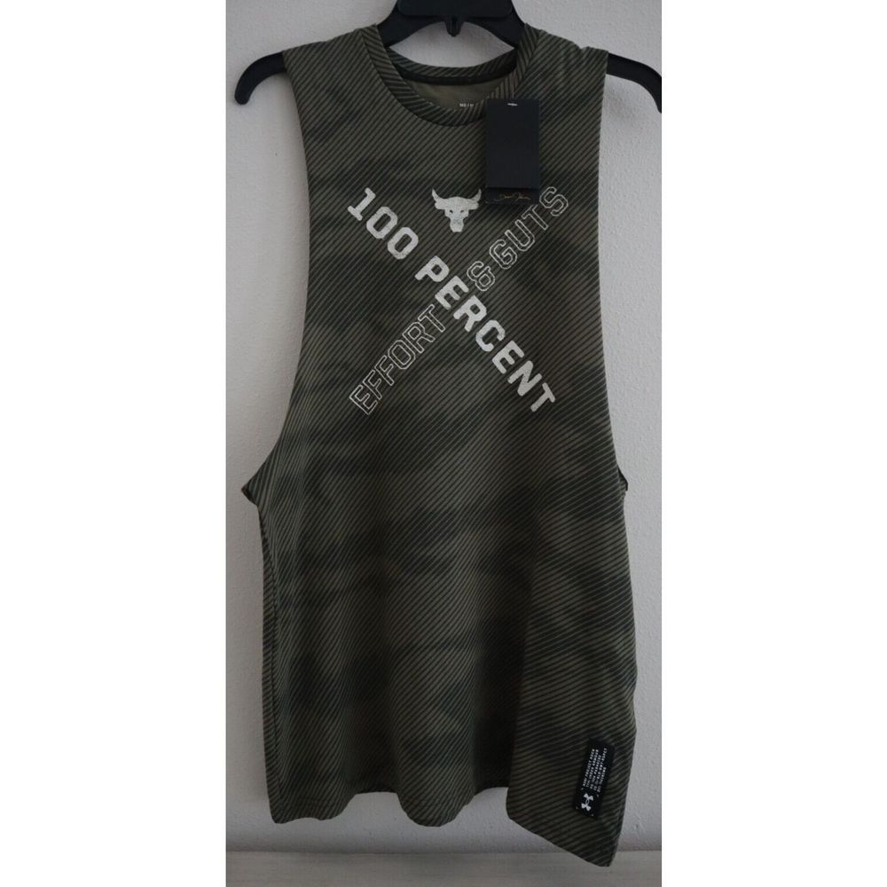 Under Armour x Project Rock 1370488 310 Men's Sz M Green 100 Percent Tank Top